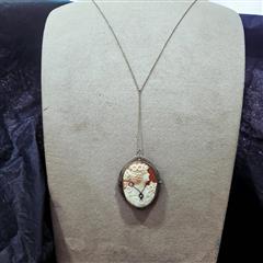 Vintage Cameo Gold-Diamond-Stone Brooch .10 CT. 14K Antique Gold 15g